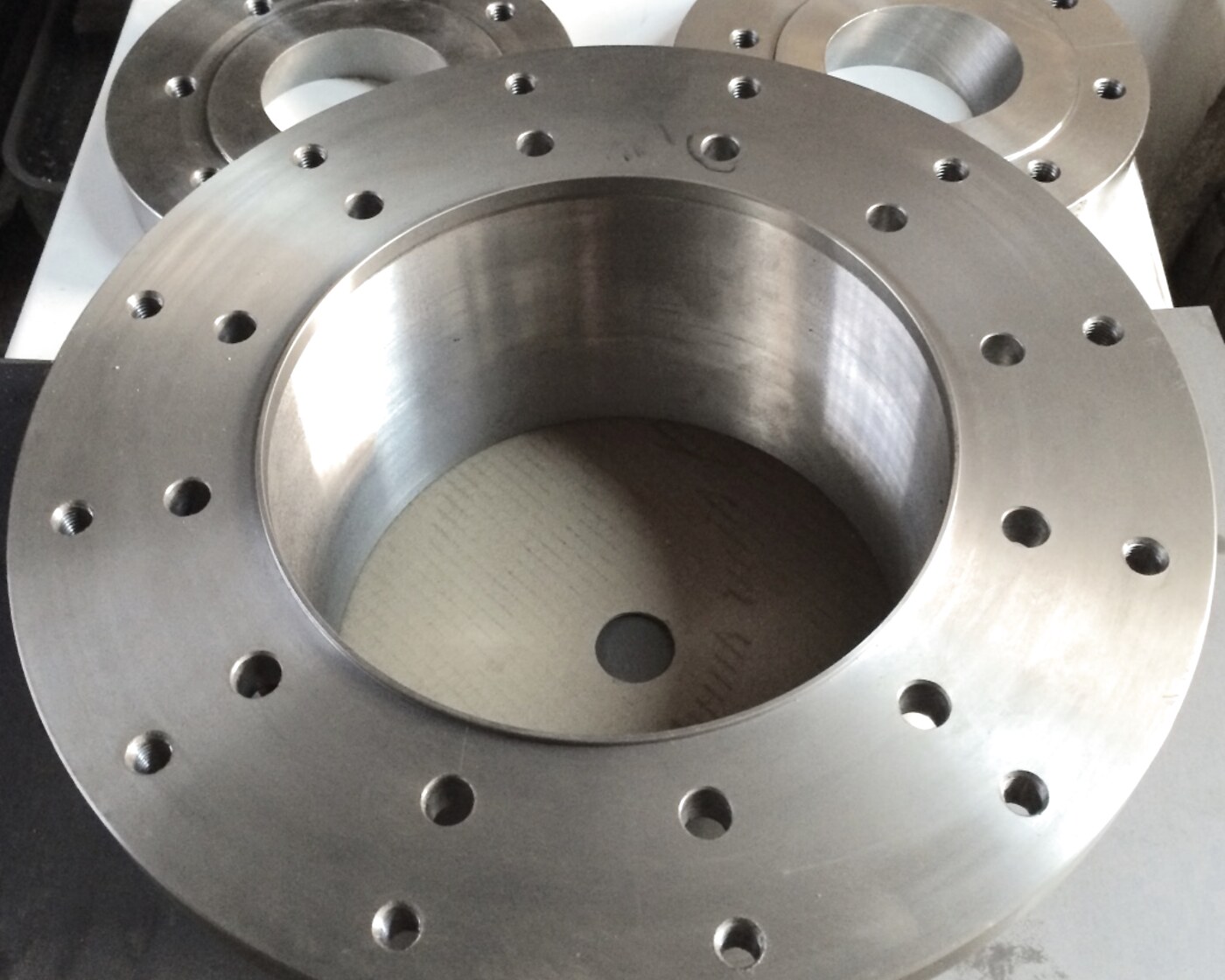 Large machined stainless-steel flange