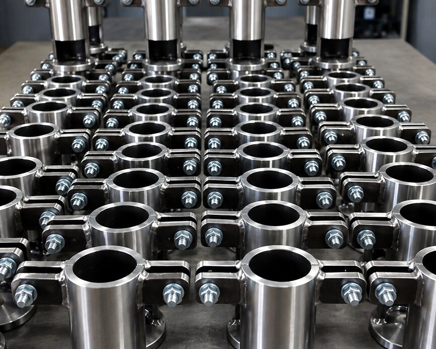 Serial stainless-steel tank fittings and connection stubs